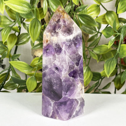 Chevron Amethyst Crystal Obelisk Tower - Gem Avenue Retail