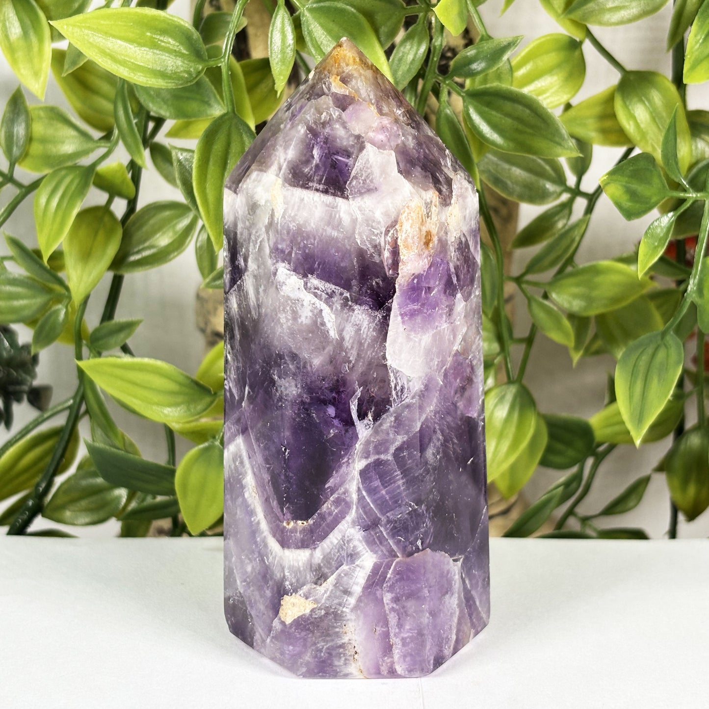 Chevron Amethyst Crystal Obelisk Tower - Gem Avenue Retail
