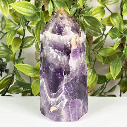 Chevron Amethyst Crystal Obelisk Tower - Gem Avenue Retail