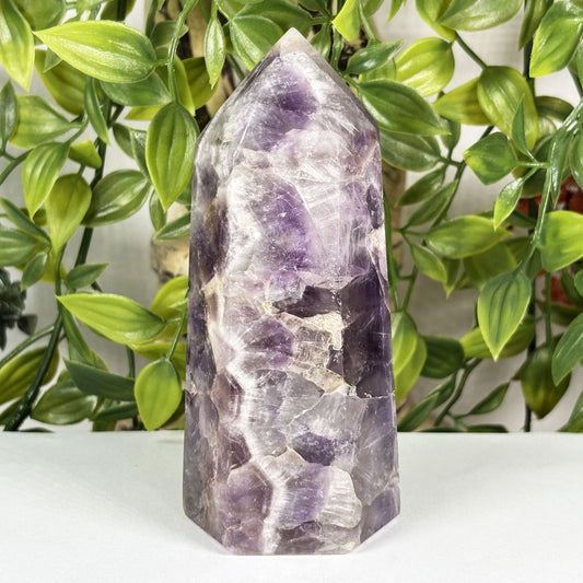 Chevron Amethyst Crystal Obelisk Tower - Gem Avenue Retail