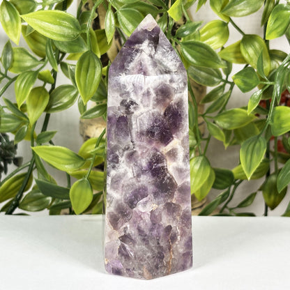 Chevron Amethyst Crystal Obelisk Tower - Gem Avenue Retail
