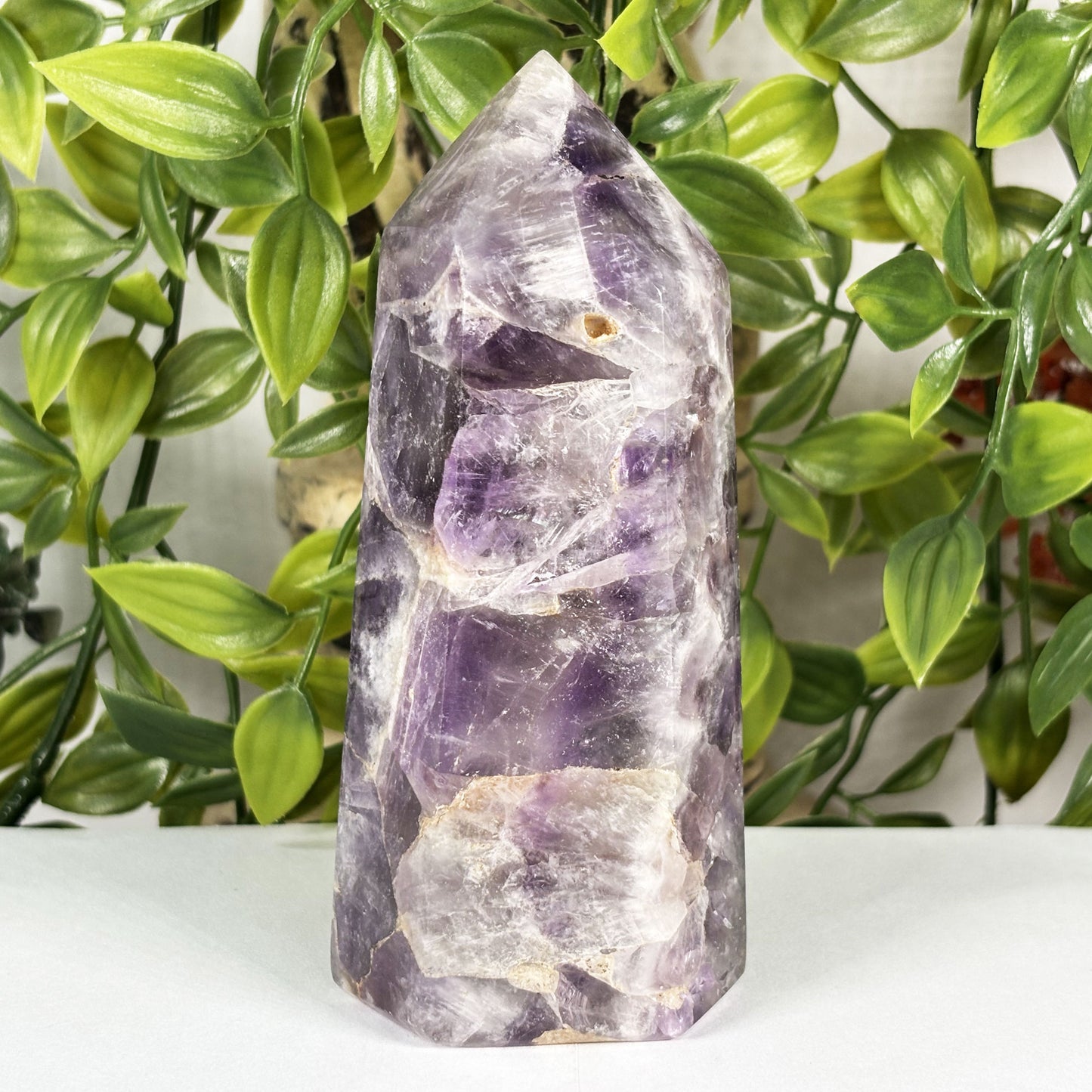 Chevron Amethyst Crystal Obelisk Tower - Gem Avenue Retail