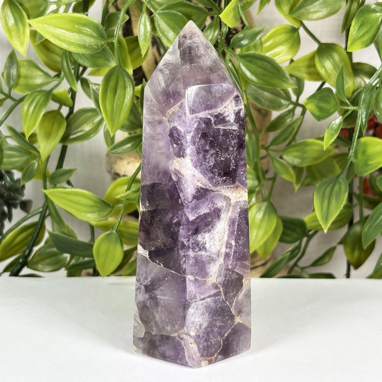Chevron Amethyst Crystal Obelisk Tower - Gem Avenue Retail