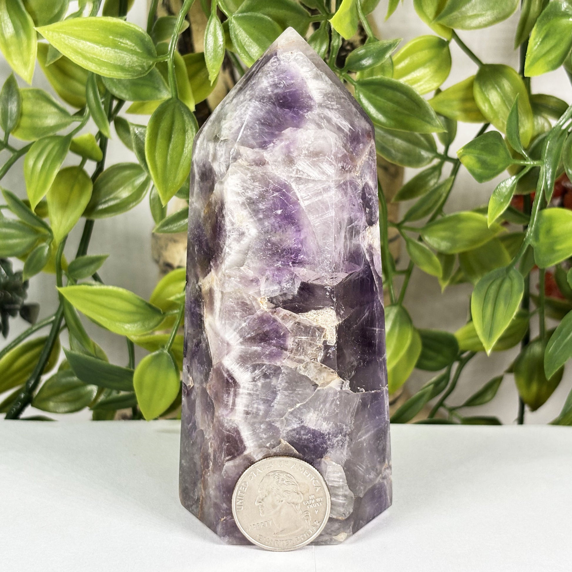 Chevron Amethyst Crystal Obelisk Tower - Gem Avenue Retail