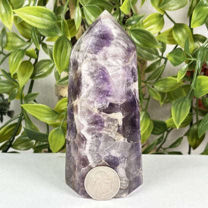 Chevron Amethyst Crystal Obelisk Tower - Gem Avenue Retail
