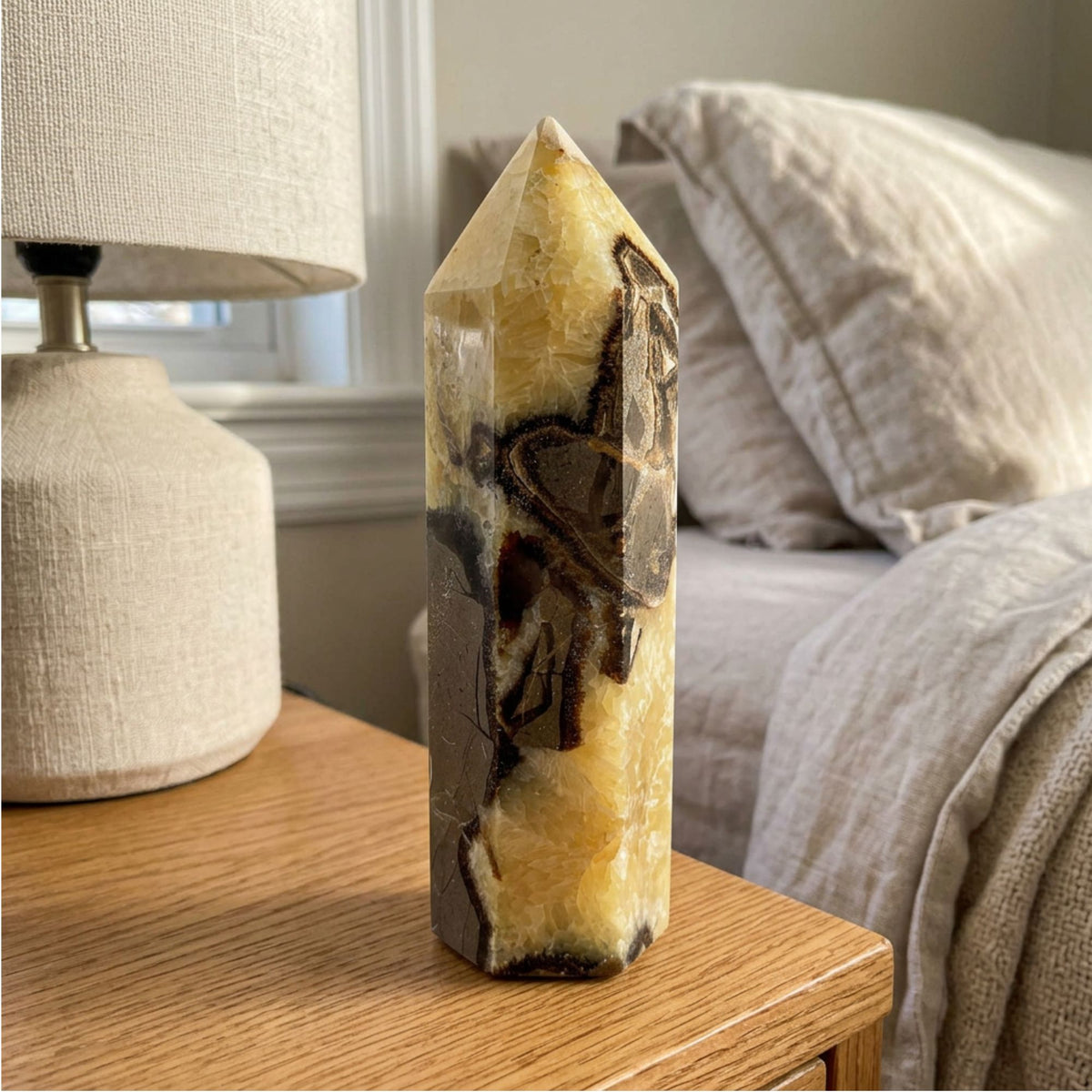 Natural Septarian Crystal Tower Obelisk - Gem Avenue Retail