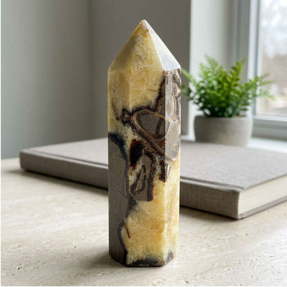 Natural Septarian Crystal Tower Obelisk - Gem Avenue Retail