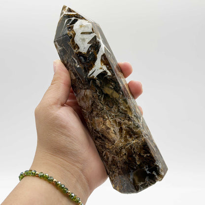 Breccia Agate Crystal Tower 6.5" Polished