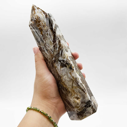 Natural Breche Agate Crystal Tower Obelisk - Gem Avenue Retail
