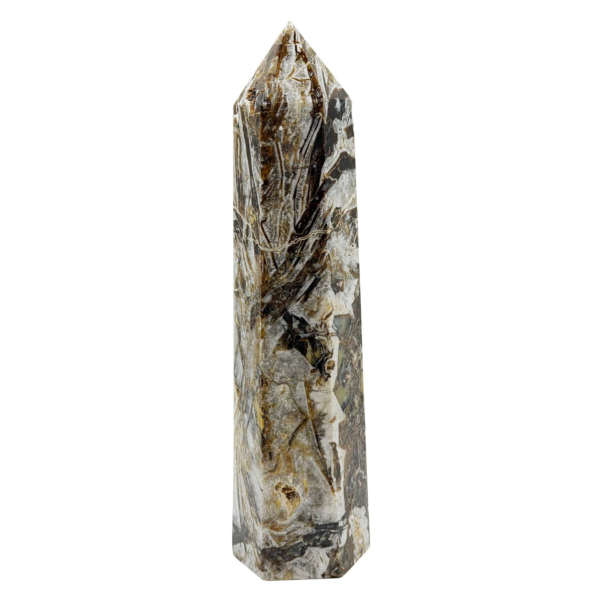 Natural Breche Agate Crystal Tower Obelisk - Gem Avenue Retail