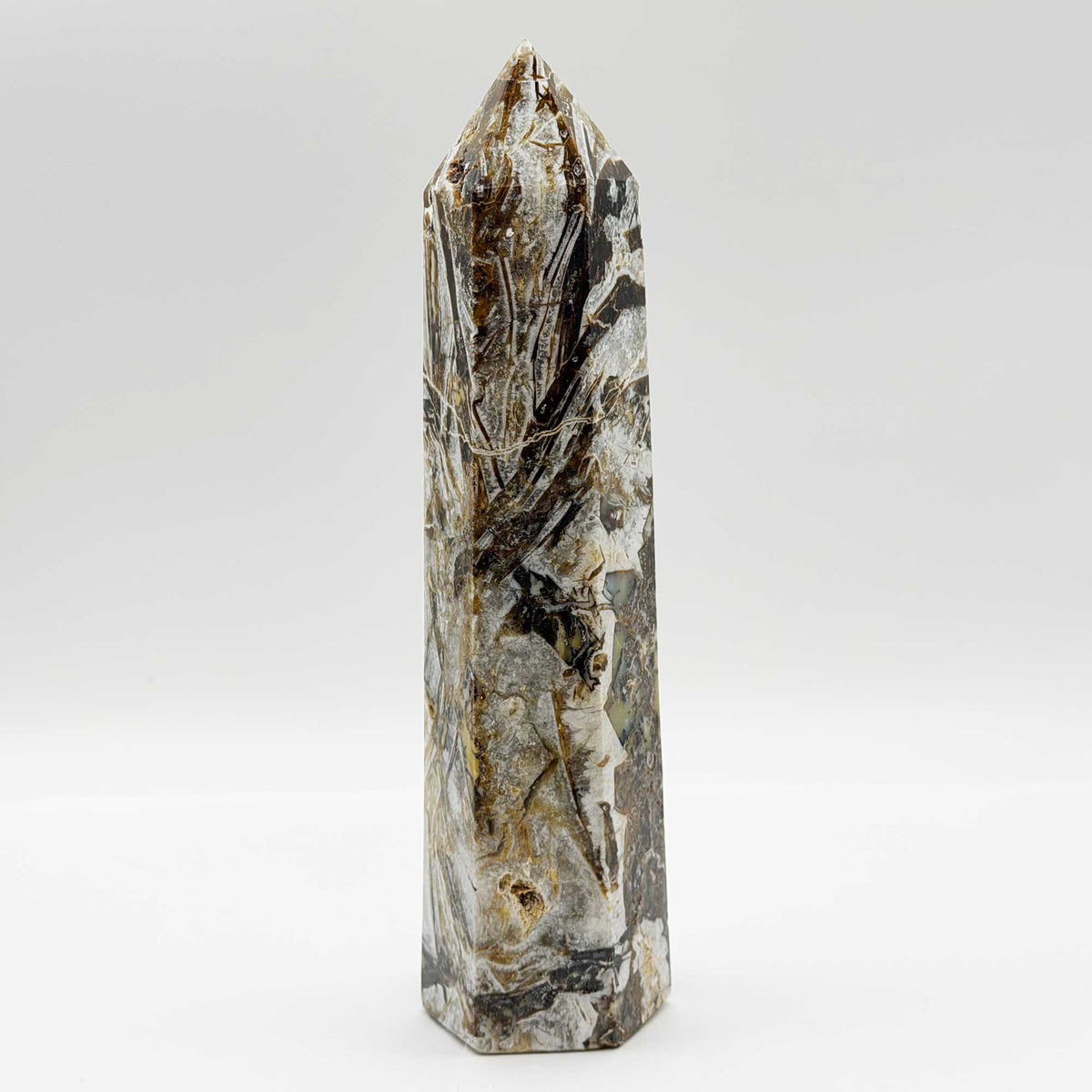 Natural Breche Agate Crystal Tower Obelisk - Gem Avenue Retail