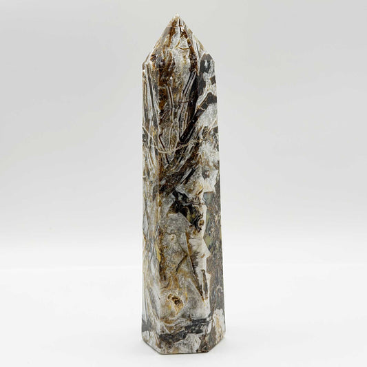 Natural Breche Agate Crystal Tower Obelisk - Gem Avenue Retail
