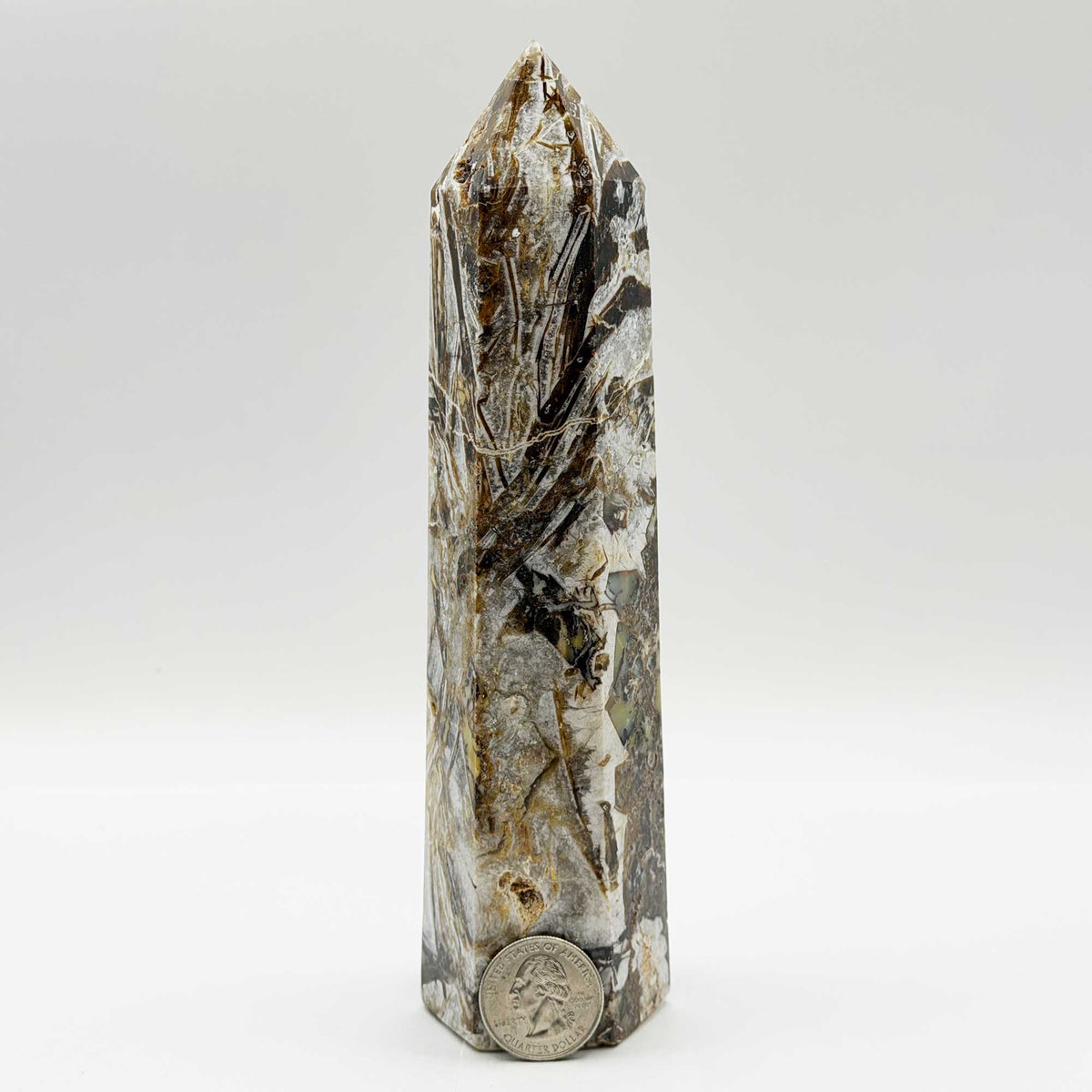 Natural Breche Agate Crystal Tower Obelisk - Gem Avenue Retail