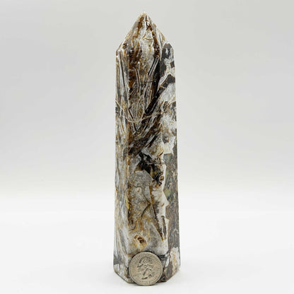 Natural Breche Agate Crystal Tower Obelisk - Gem Avenue Retail