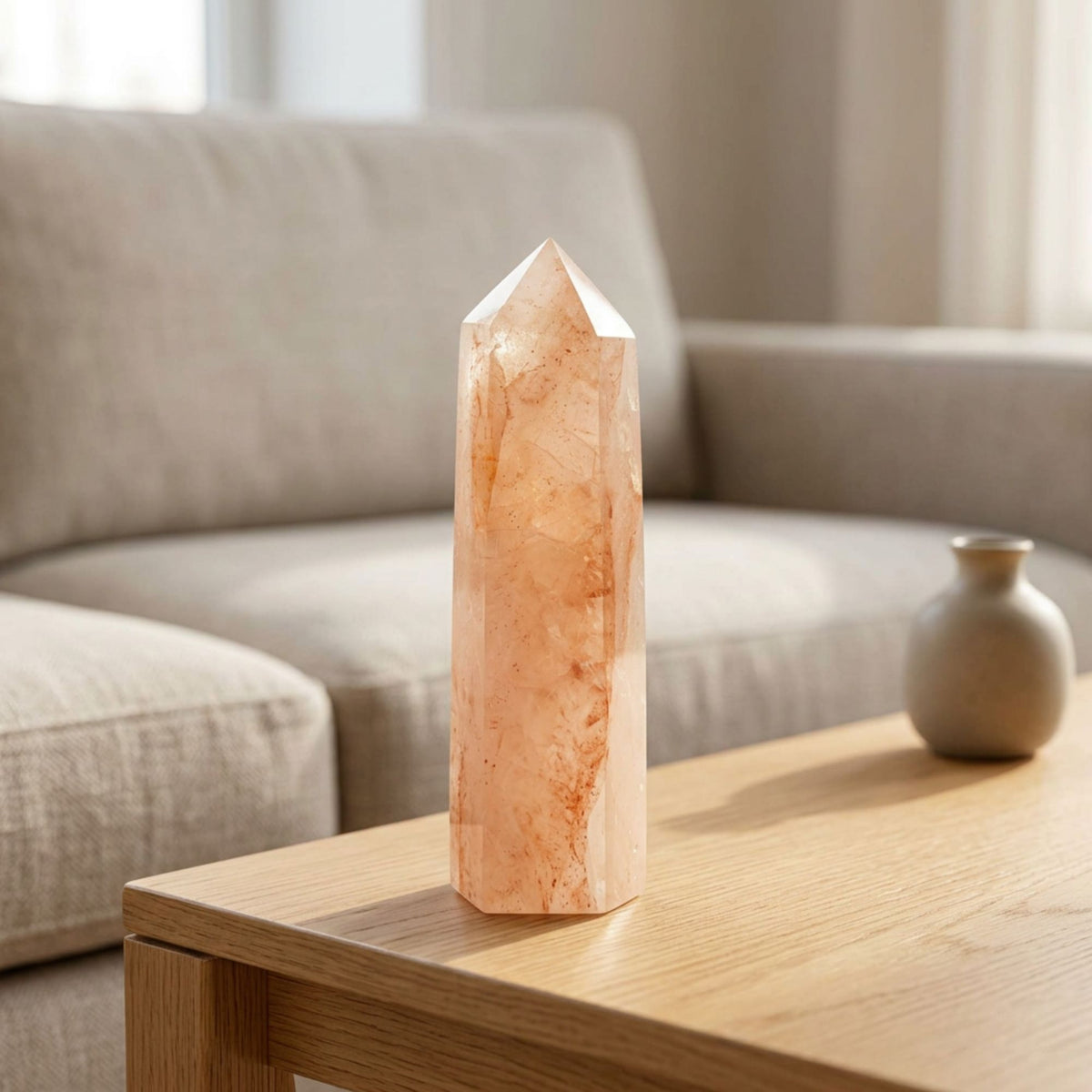 Natural Hematoid Quartz Crystal Tower Obelisk 5.75"