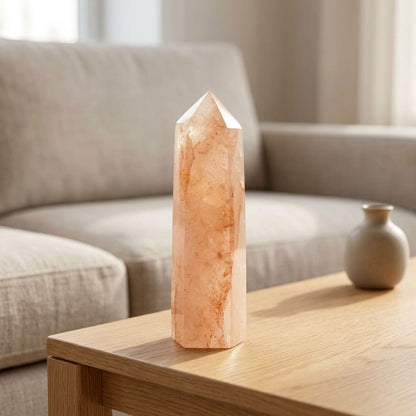 Natural Hematoid Quartz Crystal Tower Obelisk 5.75"