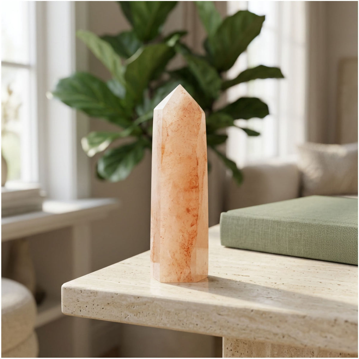 Natural Hematoid Quartz Crystal Tower Obelisk 5.75"