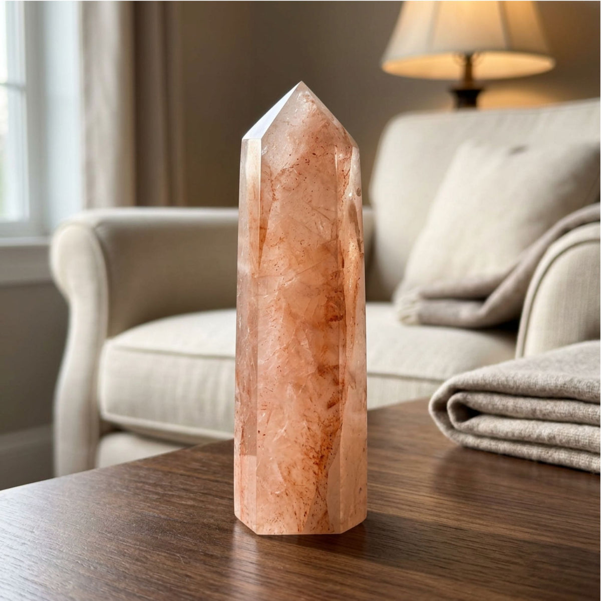 Natural Hematoid Quartz Crystal Tower Obelisk 5.75"