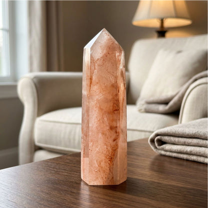 Natural Hematoid Quartz Crystal Tower Obelisk 5.75"