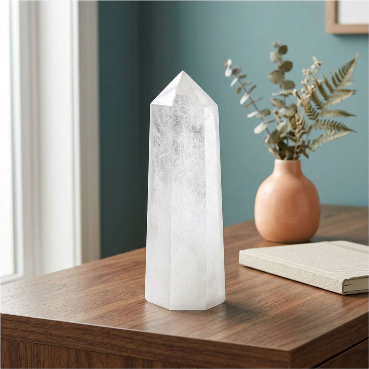 Natural Clear Quartz Crystal Tower Obelisk 6.5"
