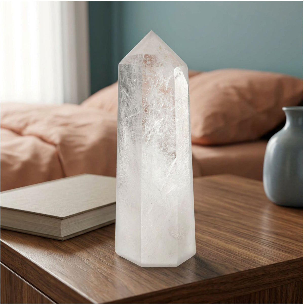 Natural Clear Quartz Crystal Tower Obelisk 6.5"