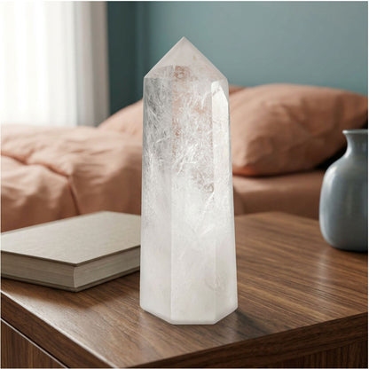 Natural Clear Quartz Crystal Tower Obelisk 6.5"