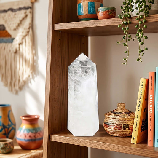 Natural Clear Quartz Crystal Tower Obelisk 6"