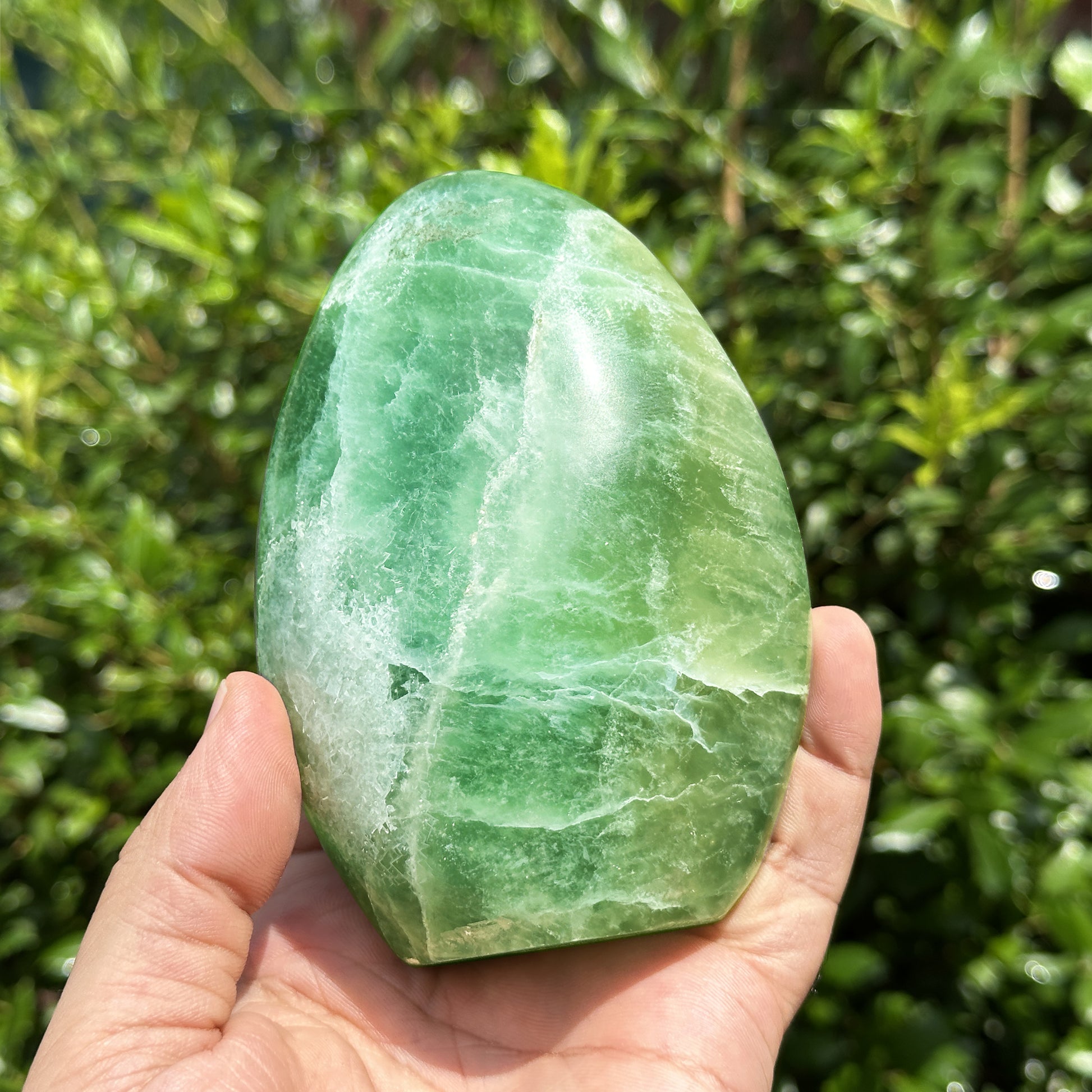 Natural Self-Standing Polished Green Fluorite Freeform - Gem Avenue