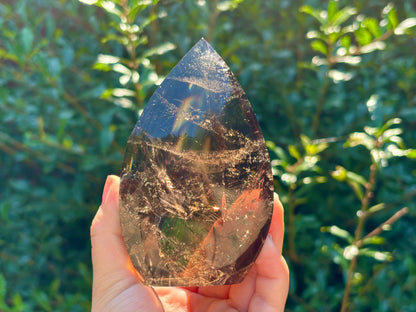 Natural Self-Standing Smokey Quartz Freeform Crystal from Brazil Healing Stone, Polished Quartz Mineral, Energy Cleansing, Meditation & Home Decor - RPS482