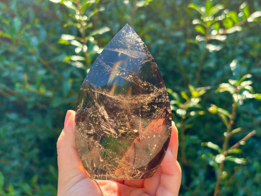 Natural Self-Standing Smokey Quartz Freeform Crystal from Brazil Healing Stone, Polished Quartz Mineral, Energy Cleansing, Meditation & Home Decor - RPS482