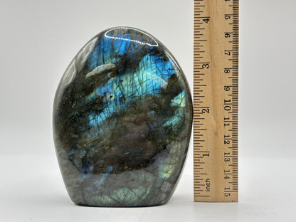 Natural Polished Labradorite Freeform Crystal with Blue and Gold Flash Healing Stone for Meditation, Focus, and Elegant Home Decor - RPS506