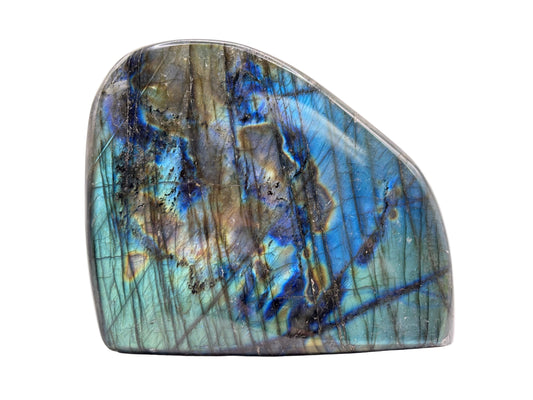 Polished Labradorite Display Stone Natural Gemstone with Stunning Blue Flash for Energy Healing, and Modern Home Decoration - RPS507
