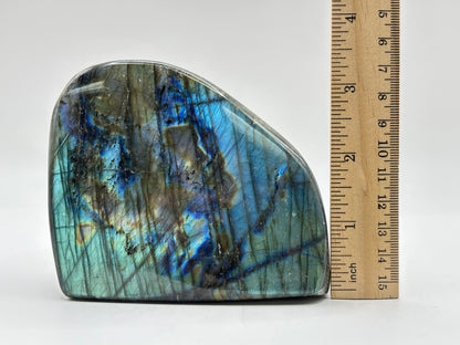 Polished Labradorite Display Stone Natural Gemstone with Stunning Blue Flash for Energy Healing, and Modern Home Decoration - RPS507