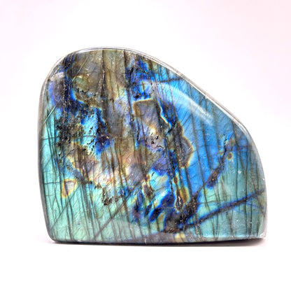 Polished Labradorite Display Stone Natural Gemstone with Stunning Blue Flash for Energy Healing, and Modern Home Decoration - RPS507