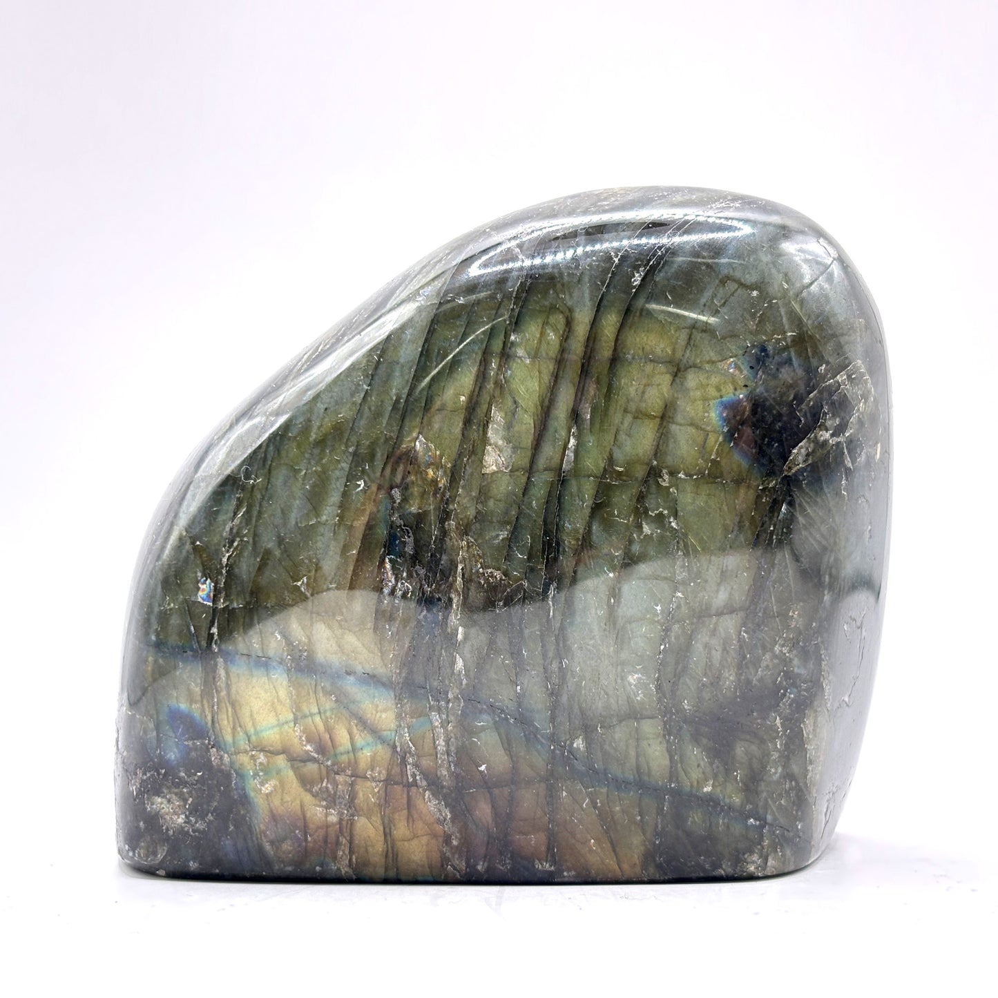 Polished Labradorite Display Stone Natural Gemstone with Stunning Blue Flash for Energy Healing, and Modern Home Decoration - RPS507