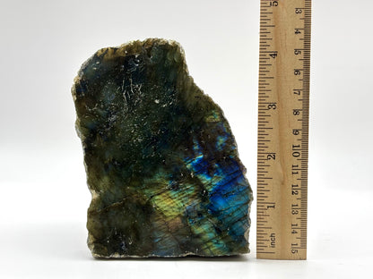 Natural Polished Labradorite Freeform Crystal with Blue & Gold Flash for Healing, Meditation, and Home Decor - RPS509
