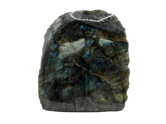 Natural Polished Labradorite Freeform Crystal with Blue & Gold Flash for Healing, Meditation, and Home Decor - RPS512