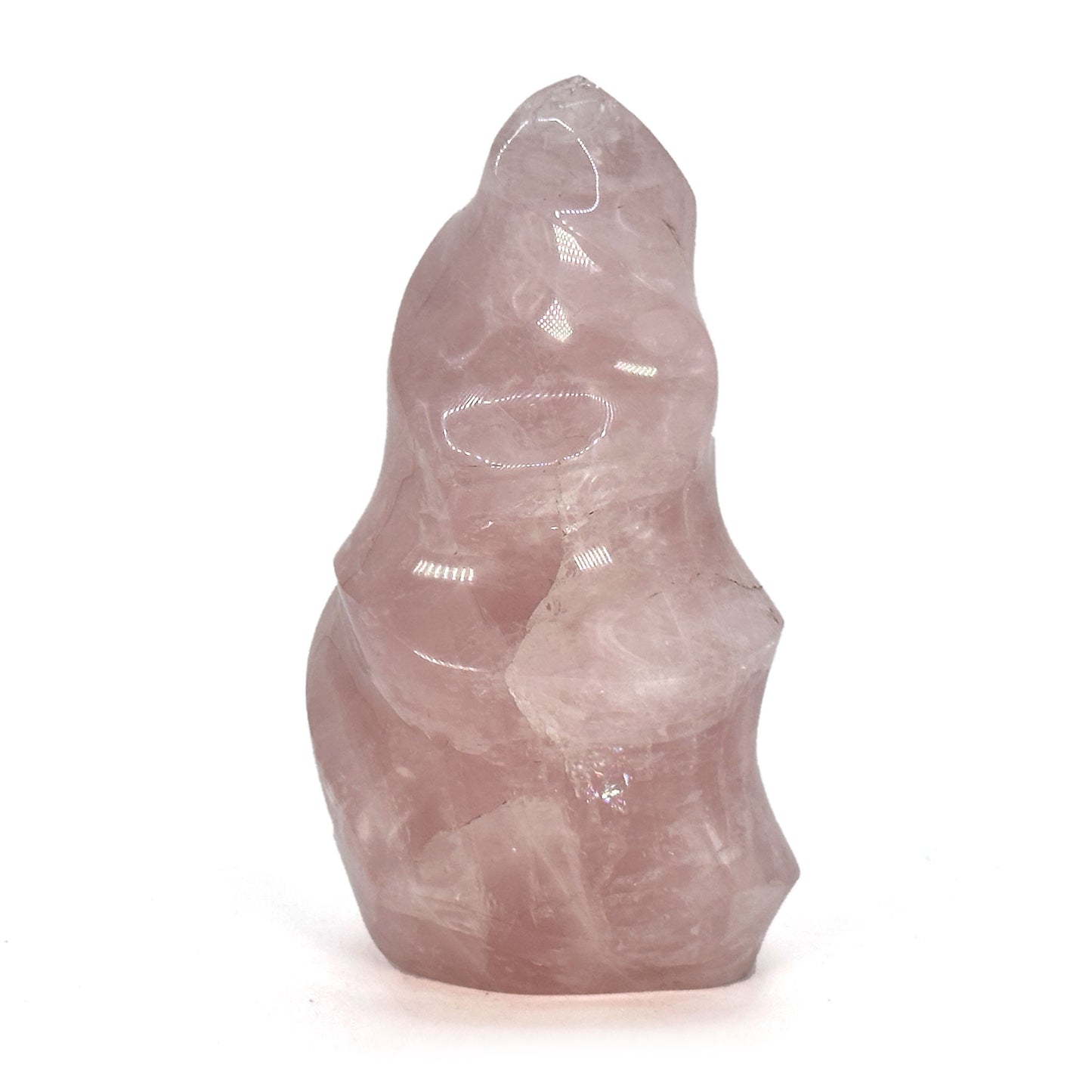 Natural Rose Quartz Flame Polished Crystal Healing Love Stone for Meditation, Energy & Home Decor - RPS521