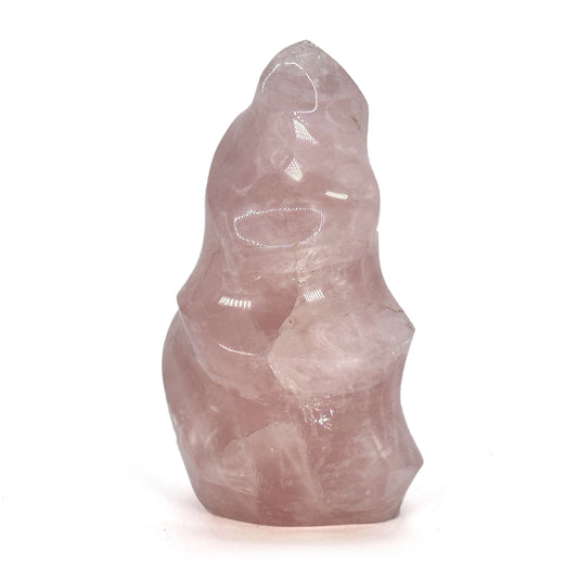 Natural Rose Quartz Flame Polished Crystal Healing Love Stone for Meditation, Energy & Home Decor - RPS521