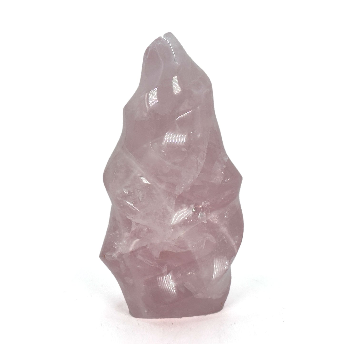 Natural Rose Quartz Flame Polished Crystal Healing Love Stone for Meditation, Energy Work & Home Decor - RPS522