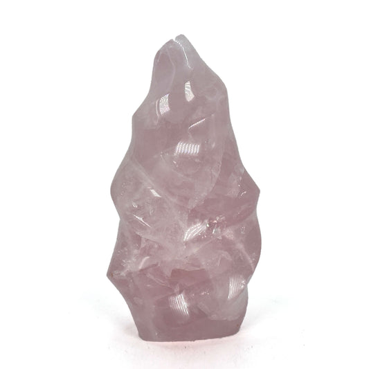 Natural Rose Quartz Flame Polished Crystal Healing Love Stone for Meditation, Energy Work & Home Decor - RPS522
