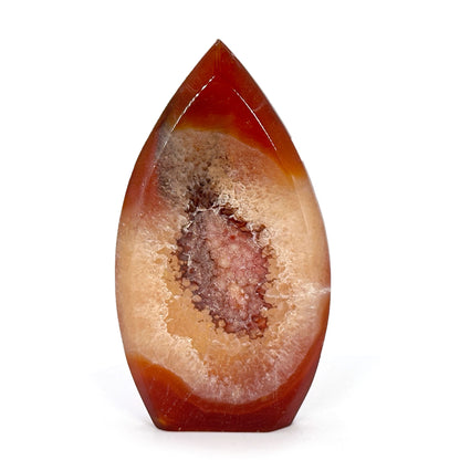 Natural Carnelian Polished Freeform Crystal with Druzy Center Healing Stone for Energy, Meditation & Home Decor - RPS524