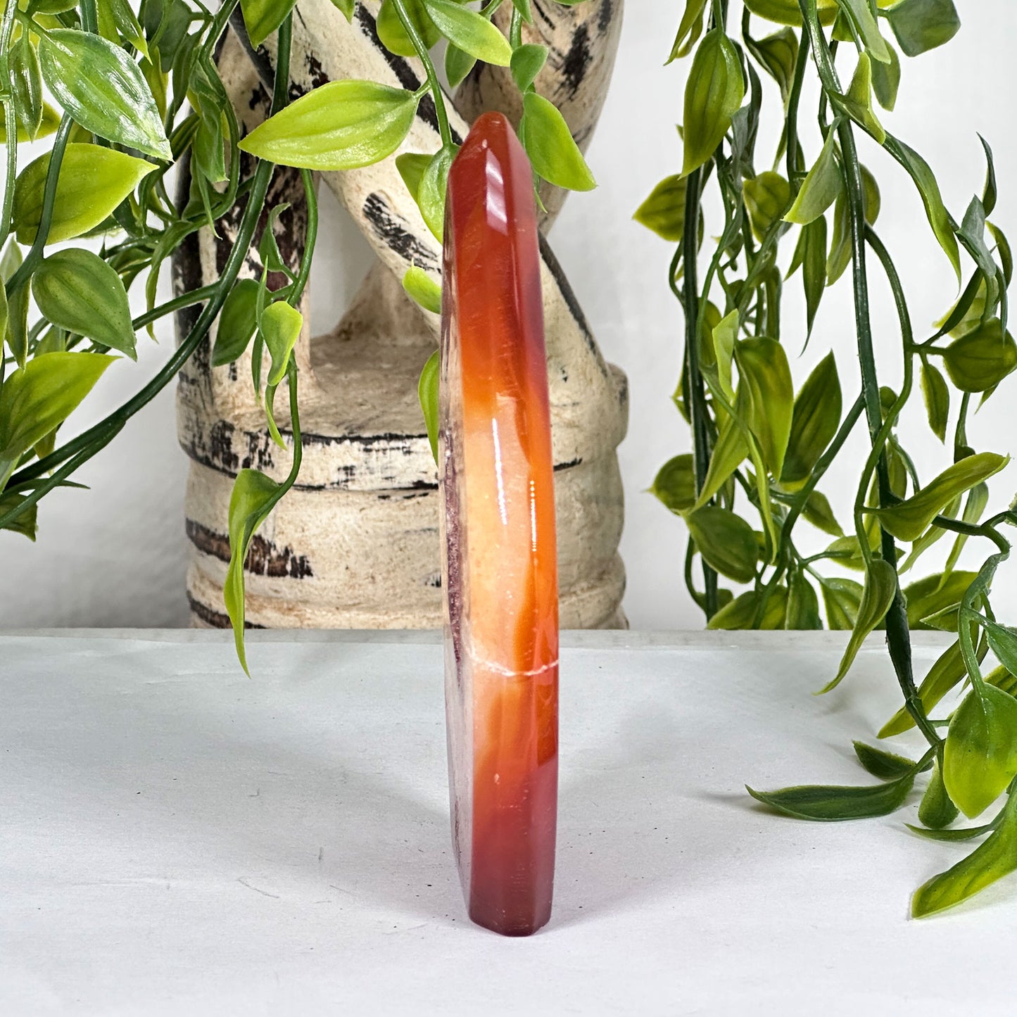 Natural Carnelian Polished Freeform Crystal with Druzy Center Healing Stone for Energy, Meditation & Home Decor - RPS524