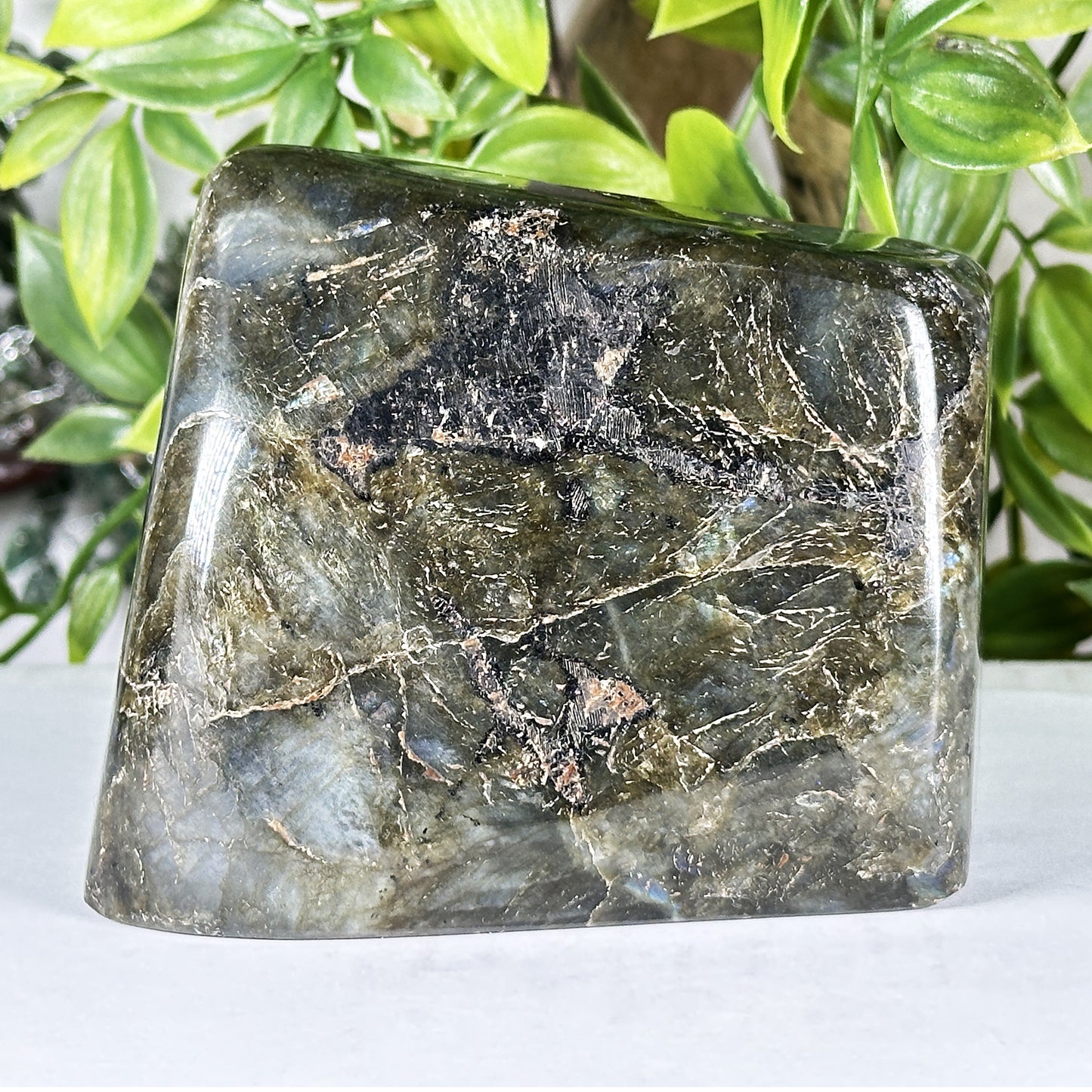 Natural Labradorite Polished Freeform Madagascar Flash Crystal Display Stone for Healing & Home Decor - RPS547