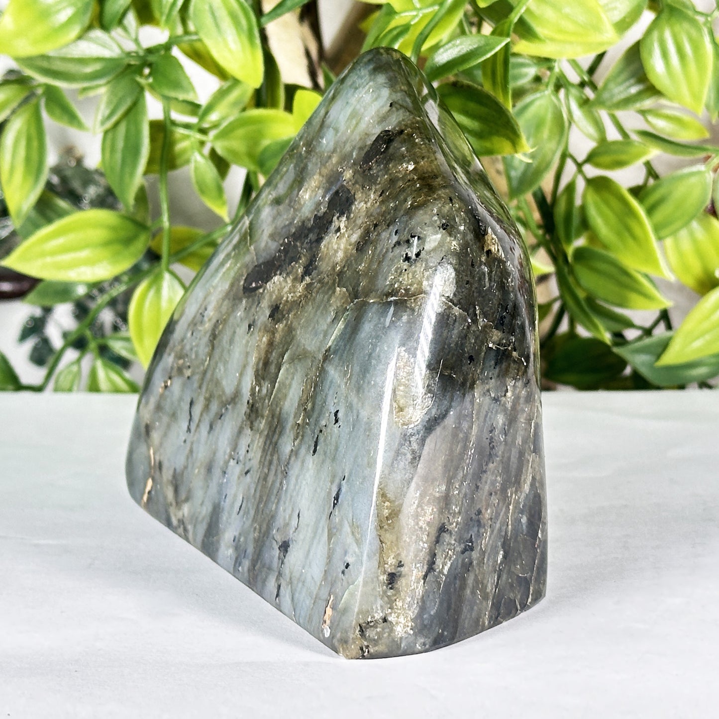 Natural Madagascar Labradorite Freeform Polished Stone with Soft Blue and Gold Flash - RPS553