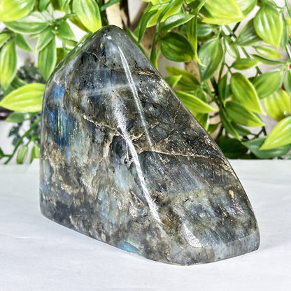 Natural Madagascar Labradorite Freeform Polished Stone with Soft Blue and Gold Flash - RPS553