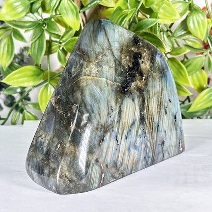 Natural Madagascar Labradorite Freeform Polished Stone with Soft Blue and Gold Flash - RPS553