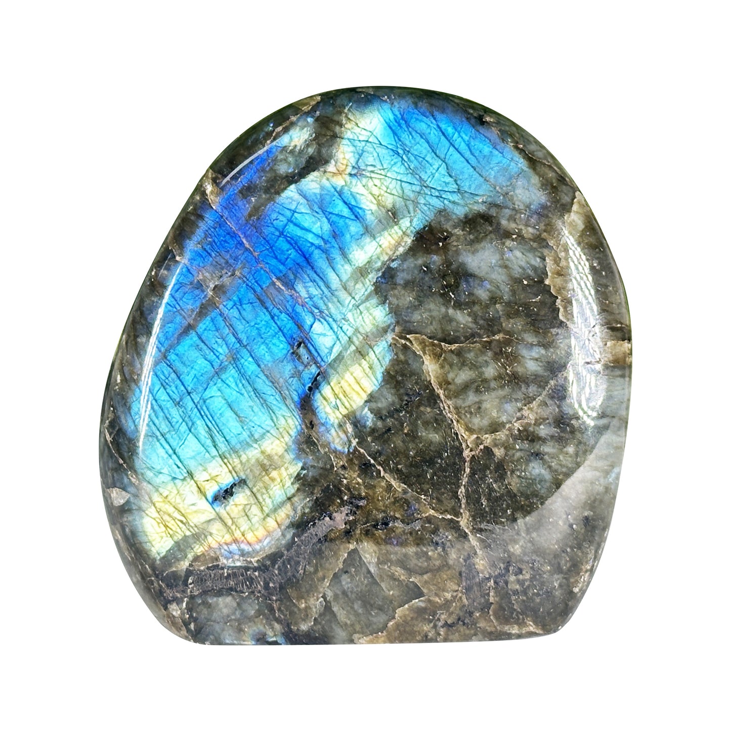 Natural Madagascar Labradorite Freeform Polished Stone with Bright Blue Flash - RPS557