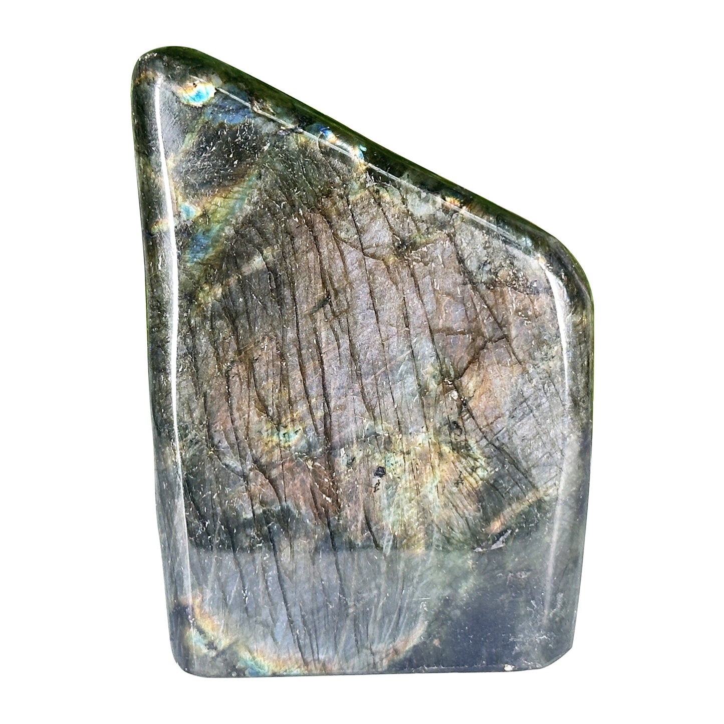 Natural Madagascar Labradorite Freeform Polished Stone with Subtle Blue and Gold Flash - RPS558