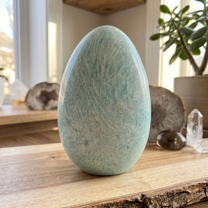 Natural Amazonite Freeform 7" Polished Crystal Display Stone Madagascar